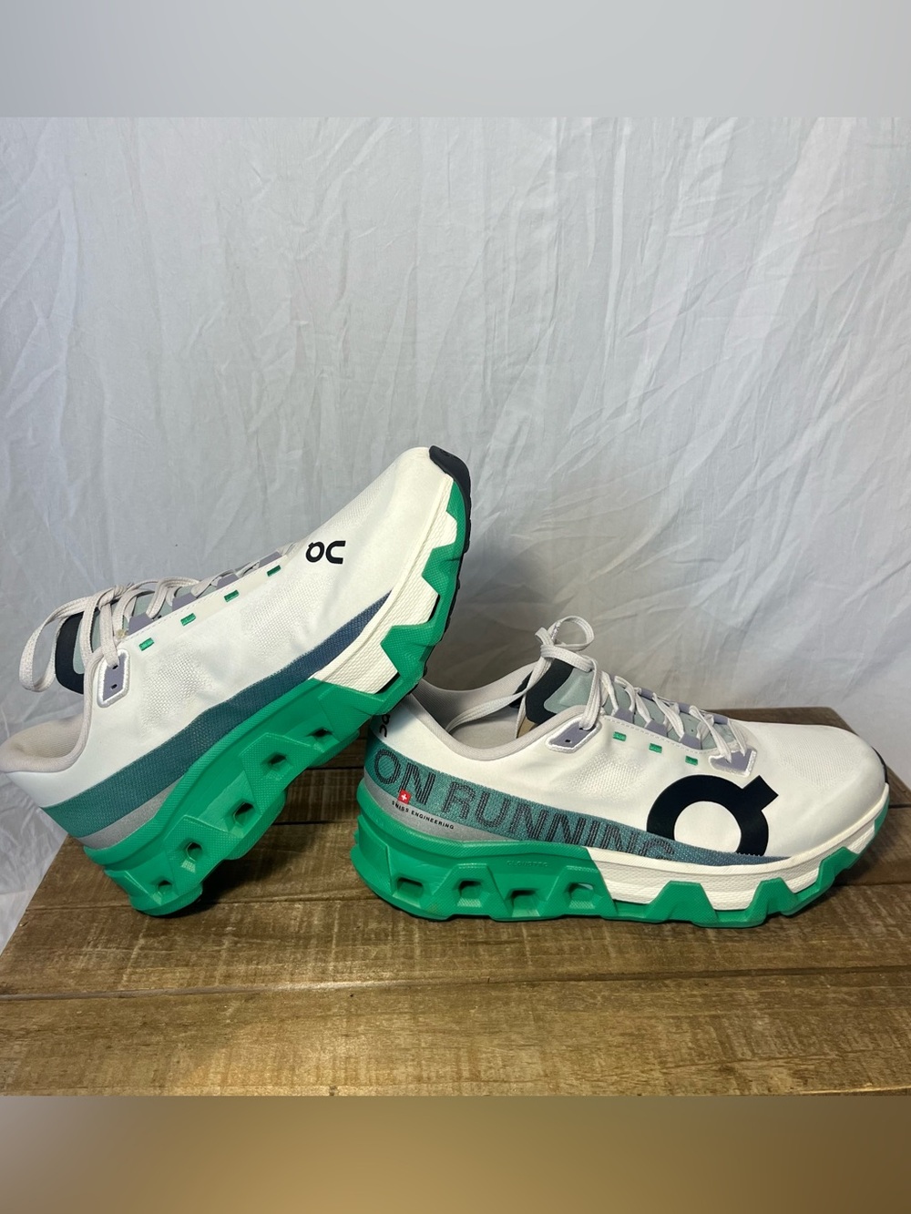 On Mens 10.5 Cloudmonster Hyper Shoes 3ME10131560 SOLID WHITE GREEN WORN 1X $240